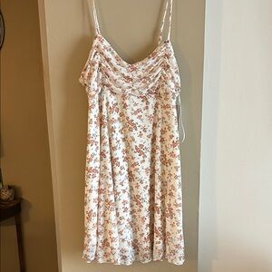 Floral Spaghetti-Strap Midi Dress in Cream and Rust
